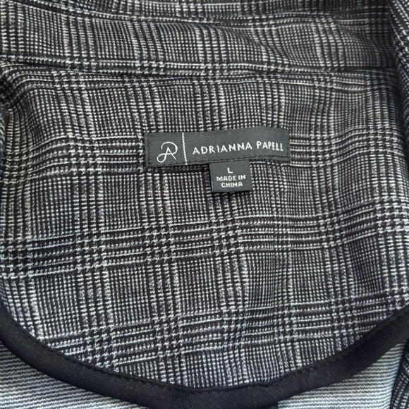 ADRIANNA PAPELL Ponte Knit Jacquard Plaid Black Gray Size Large Jacket Coat - Picture 4 of 5
